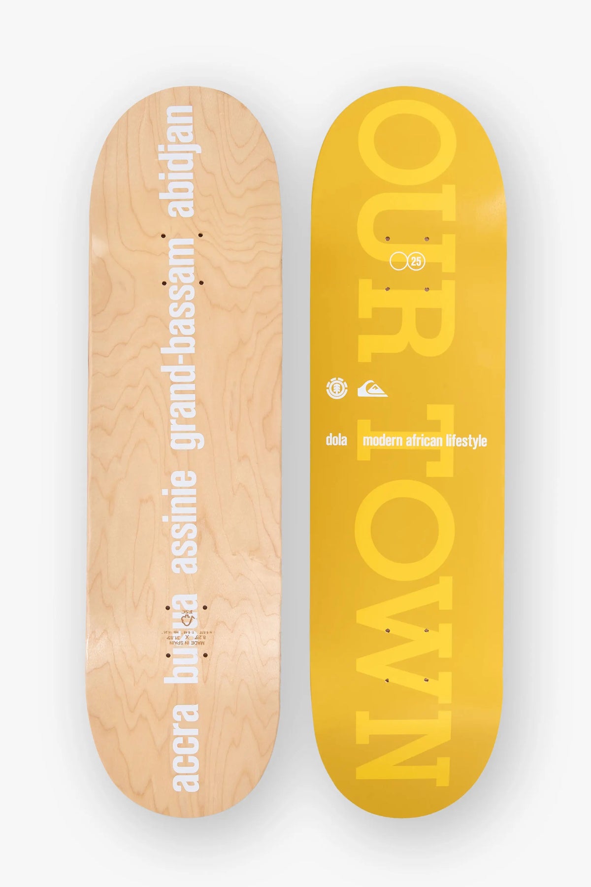 Our Town Mustard Skateboard Deck Quiksilver x Element x dola dola