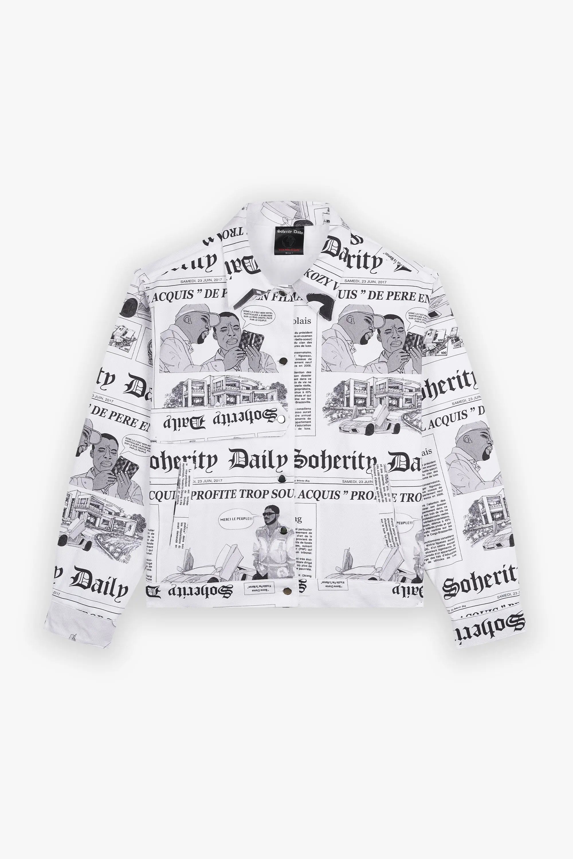 Daily Unisex Oversized denim Jacket "Bien mal acquis" Soherity